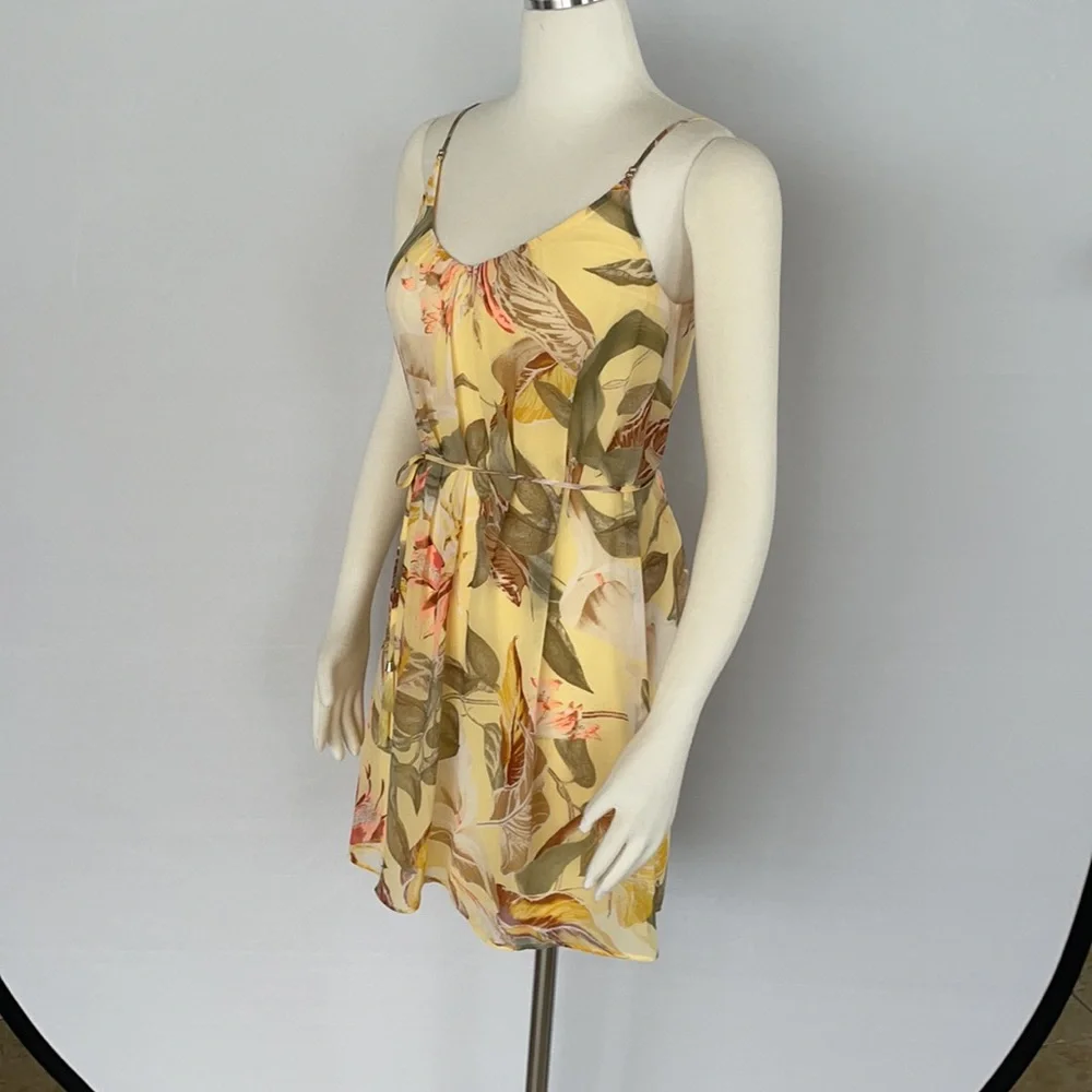 NWOT WHBM Yellow Tropical Print Slip Dress Size 0 - Picture 6 of 15